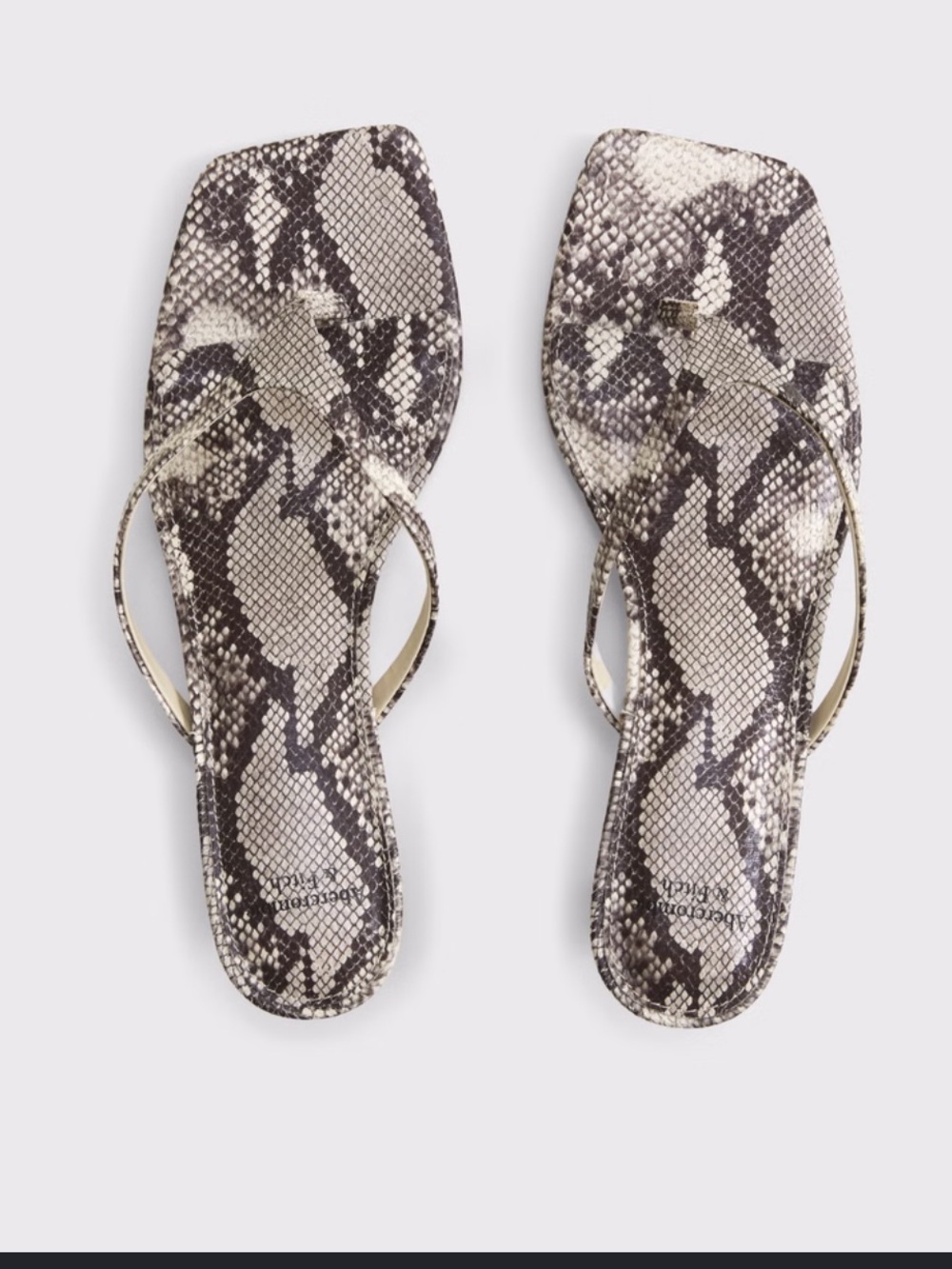 NWOT Abercrombie & Fitch Snake-Print Square-Toe Slide Sandals - Black/White